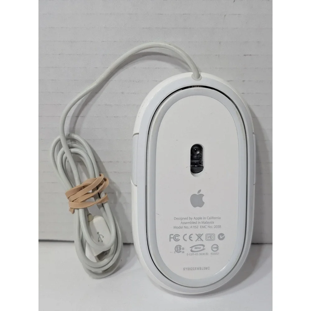 Apple Mighty Mouse Wired USB White Model A1152 Genuine OEM Tested and Working